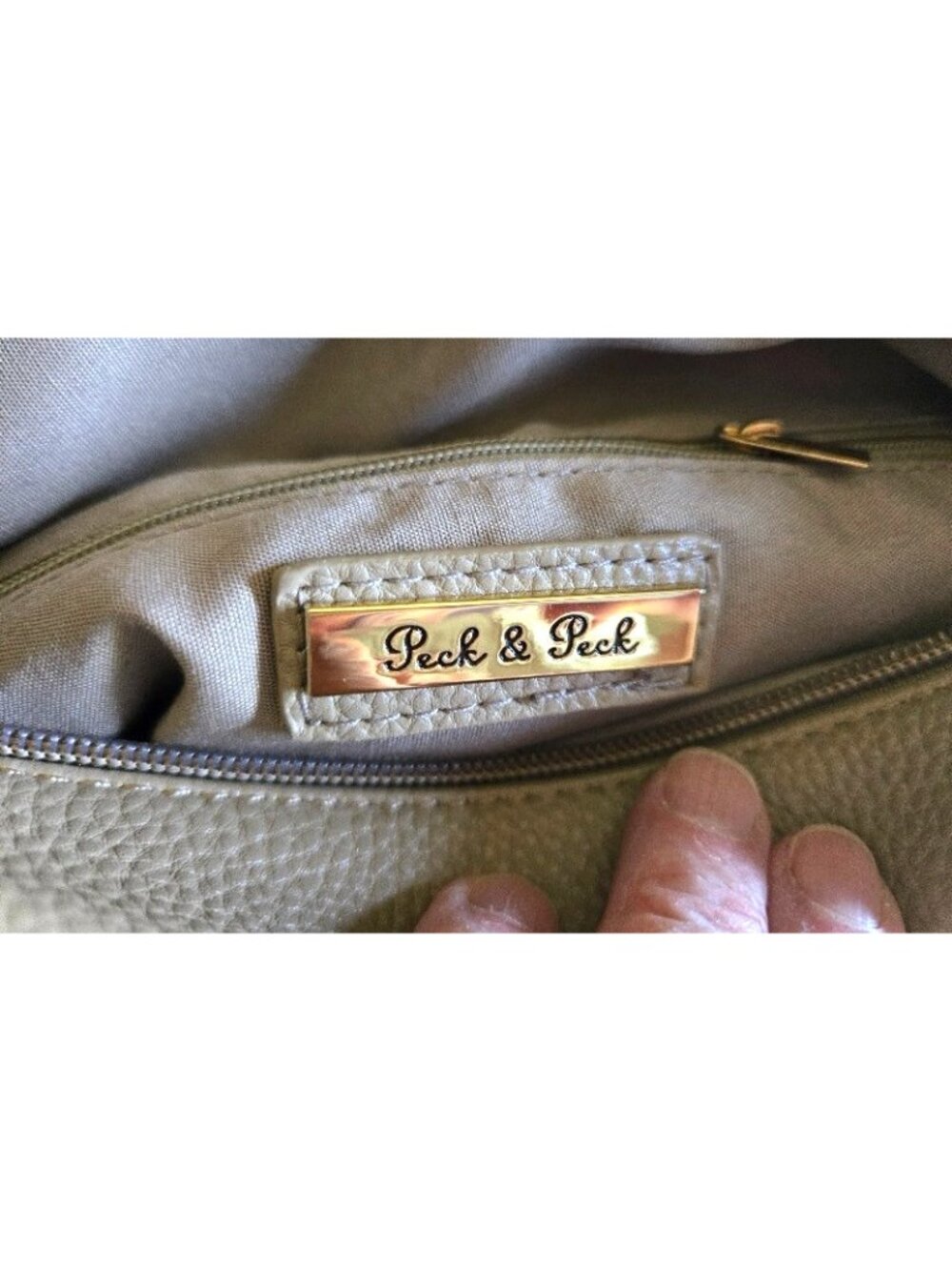Peck & Peck Collection Beige Pebbled Leather Shoulder Crossbody Strap Bag Purse - Picture 4 of 5